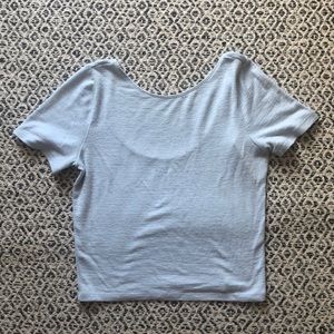 Aritzia Wilfred Free Blue Short Sleeve Crop Top